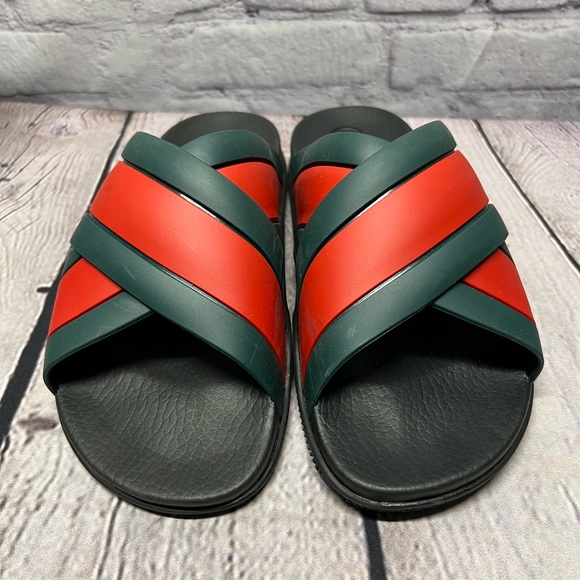 Gucci Rubber Slide Sandals With Web - Picture 3 of 12